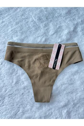 ENDAMIM Laser Cut Waist Striped Non-Marking Ghost Stitch Tanga Panties - 2803