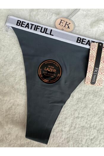 ENDAMIM Laser Cut Rubber Written Non-Marking Tanga Panties - 2813
