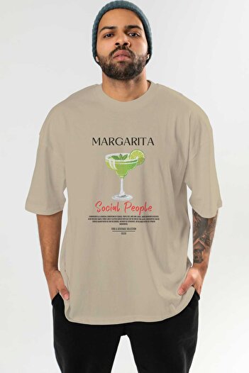 Ankhises Μπλουζάκι Margarita Cocktail μπροστά με στάμπα Oversize Ανδρικό Γυναικείο 100% βαμβακερό μπλουζάκι με λαιμόκοψη