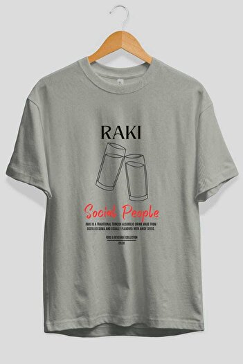 Ankhises Raki Cocktail Front Printed Oversize T-Shirt Men Women 100% Cotton Crew Neck t Shirt
