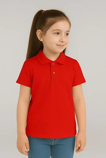 BAGİSTA BUTİK Girl's Polo Neck Short Sleeve School and Daily Use T-Shirt