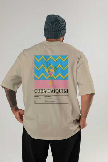 Ankhises Μπλουζάκι Cuba Daiquiri Cocktail με στάμπα μεγάλου μεγέθους Ανδρικό γυναικείο βαμβακερό μπλουζάκι με λαιμόκοψη