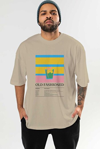 Ankhises Παλιάς τύπου Cocktail μπροστινό εμπριμέ μπλουζάκι Oversize Ανδρικό Γυναικείο Βαμβακερό μπλουζάκι με λαιμόκοψη
