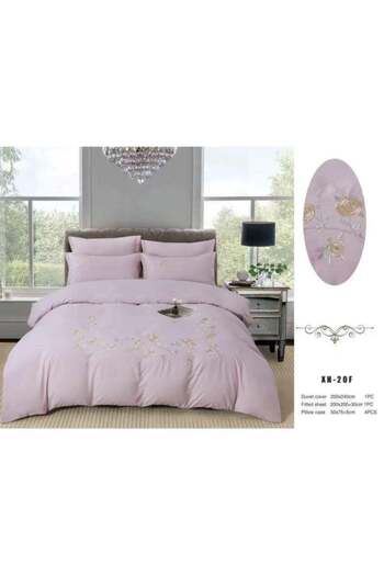 Comfy King Size Soft Embroidered Floral All Season Luxurious Cotton 6Pc Pink Comforter Set