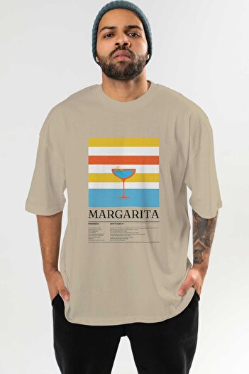 Ankhises Μπλουζάκι Margarita Cocktail μπροστά με στάμπα Oversize Ανδρικό Γυναικείο Βαμβακερό μπλουζάκι με λαιμόκοψη