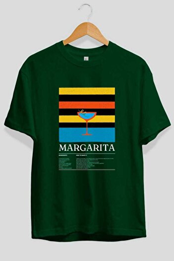 Ankhises Μπλουζάκι Margarita Cocktail μπροστά με στάμπα Oversize Ανδρικό Γυναικείο Βαμβακερό μπλουζάκι με λαιμόκοψη