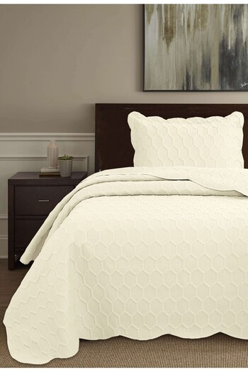 Bikaya Home Honey Comb 3D Single Bedspread Set (2 Pieces) - 180X240 cm - with Pvc Bag