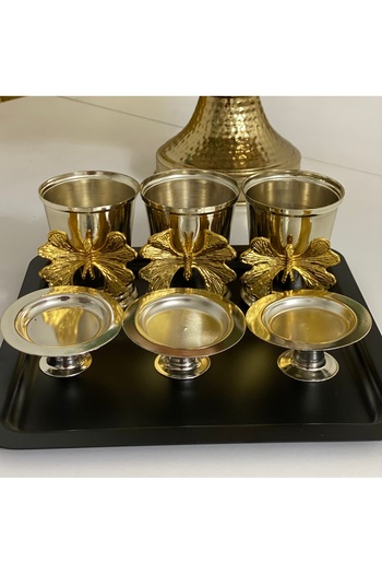 SEVA ÇELİK SILVER ROSE BUCKET AND SILVER MAKARONYA WITH BUTTERFLY 3 PIECES