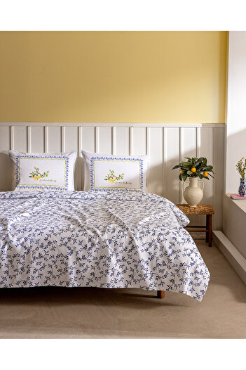 Madame Coco Gabrielle King Size Cotton Ecocell Printed Pique Set - Navy Blue