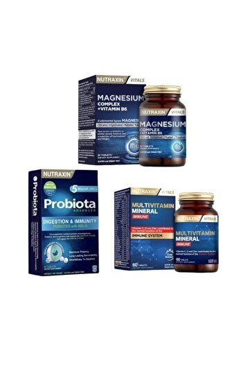 Nutraxin Travel Support Package - Probiota + Magnesium Complex + Multivitamin Mineral Immun
