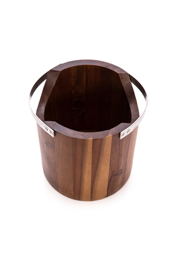 Alberto Acacia Wood Ice Bucket With Steel Handles