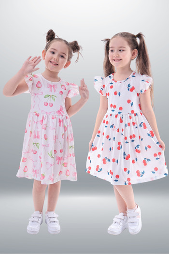 Fox Moda 2-Piece Lycra Printed Girl's Dress
