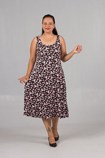 Truva XXL Plus Size Small Floral Print Thick Strap Lycra Viscose Dress: Summer Chic!