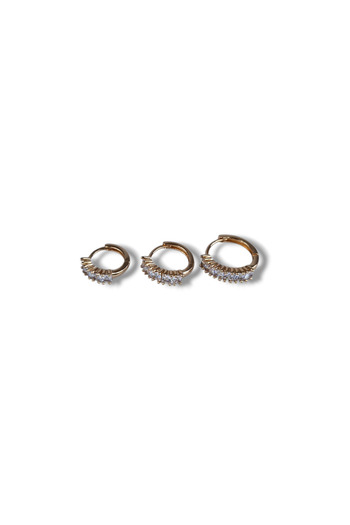 Osha Aksesuar 3-Piece Stone Hoop Earrings Women's Multiple Earrings
