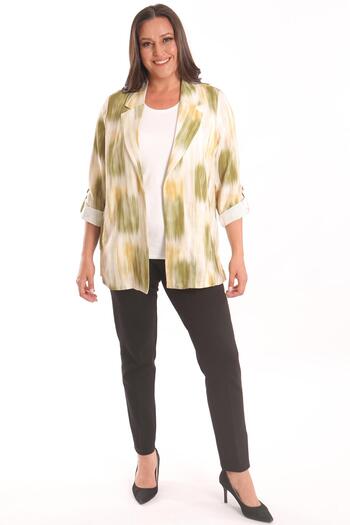 Metpoint Trend42Plus Large Size Tie-Dye Pattern Double Breasted Collar Khaki Jacket