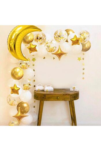 COOYA 111-piece Party Decoration Balloon Set, Including Star and Moon Balloon, Suitable for Family Parties