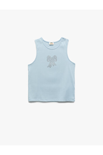 Koton Bow Detailed Cotton Ribbed Crop Tank Top