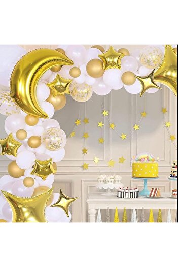 COOYA 111-piece Party Decoration Balloon Set, Including Star and Moon Balloon, Suitable for Family Parties