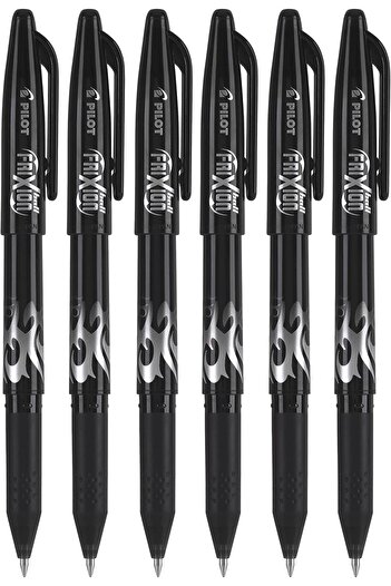 Pilot Frixion Ball Gel Pens, Erasable, Fine Tip 0.7mm, Black Ink, Pack of 6