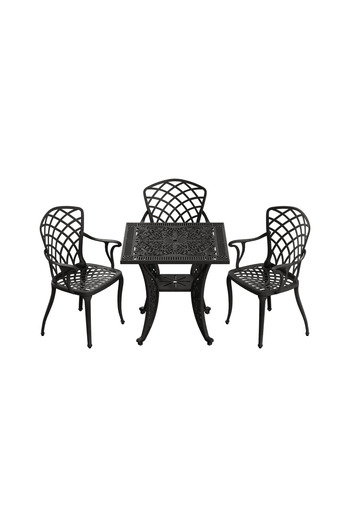 HubRom HubRom Garden Furniture Set, 1xSquare Table (75x75x72), 3xHITIT Chair (43x42x50x92) Black