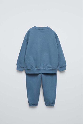 Magu Boy's Cotton Blue Boston Usa Printed Sweatshirt Tracksuit Set