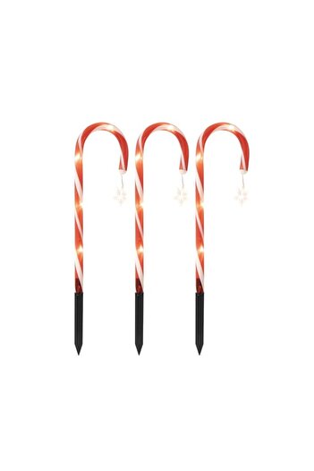 PROCART Christmas light decoration, Lollipop with batteries, timer, white LEDs, IP44, set of 3 pieces