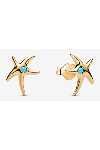 Pandora Starfish Earring with Circular Effect Turquoise Crystal