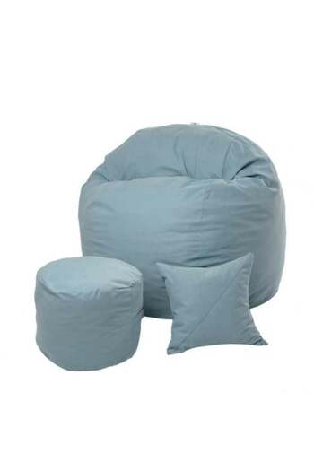 Pufrelax Set Fotoliu King Size cu Otoman (suport picioare) si Perna, Material Textil - Ciel