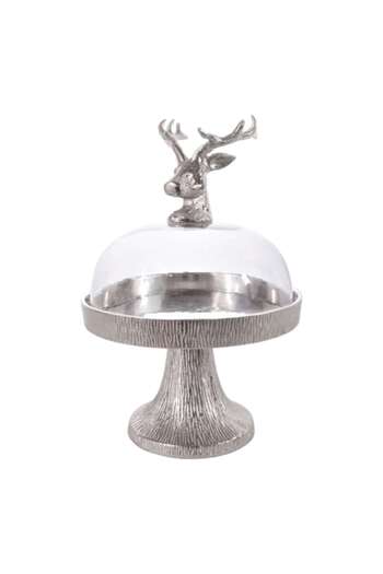 Hoff Interieur HIRSCH Cake Stand with Dome, 21cm Diameter