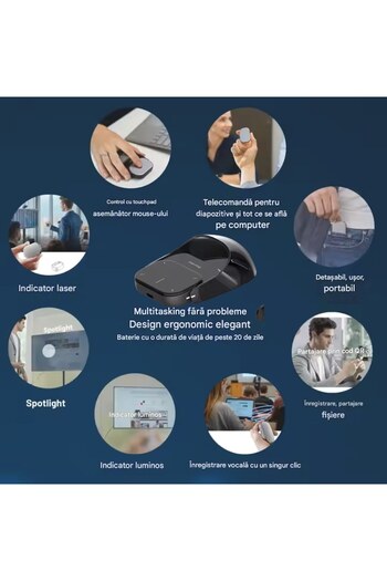 OEM Mouse smart multifunctional, NEGRU, Wireless, functie inregistrare vocala, touch control