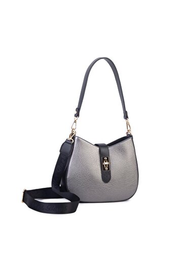 Nas Bag Women's Oval Shoulder and Crossbody Bag Gray Black Victoria