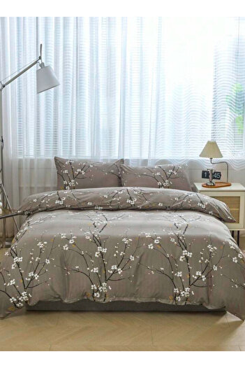 LUNA HOME Queen size 6 pieces, duvet cover set, plum blossom branch flower design 200x230cm.