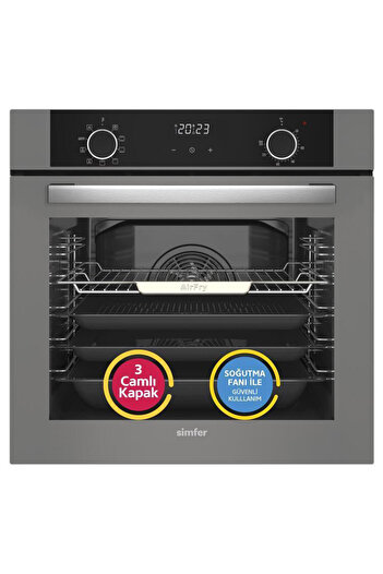 Simfer ✨3'lü Ankastre Set - 76L AirFry Özellikli 10 Fonksiyon Fırın + Gazlı Cam Ocak + Dokunmatik Davlumbaz