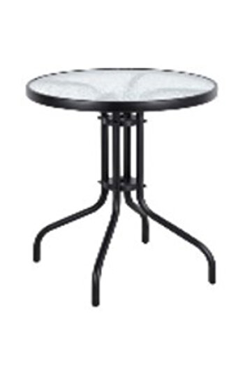 jumi Round table with glass top for yard, garden, terrace or balcony, diameter 60 cm