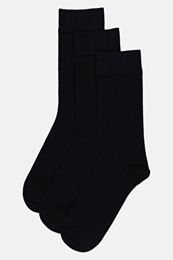 Algspar Men 3 Pairs Plain Terry Socks, Navy