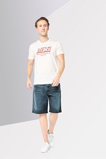 Diesel Men Crew Neck Short Sleeve Graphic Print T-Shirt, Off White