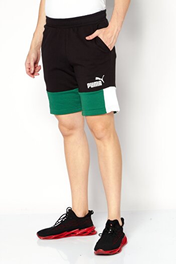 Puma Men Sportswear Fit Brand Logo Training Shorts, Black/Green