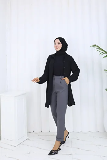 HANIMCA GİYİM Pleated Double Leg Carrot Cut Summer Pants