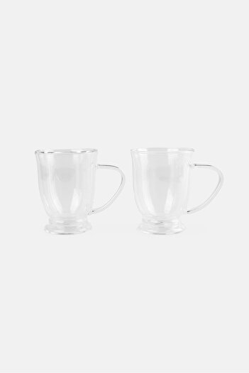 Fissman 2 Pieces Plain Glass Mug 270 ml, Transparent