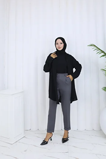 HANIMCA GİYİM Pleated Double Leg Carrot Cut Summer Pants