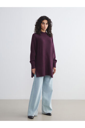 LC Waikiki Vizyon New Season Stand Collar Oversize Women's Knitwear Tunic