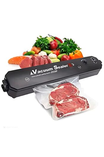 EMATTERIO Aparat De Vidat Si Sigilat Alimente, 10 Pungi Incluse, Pentru Carne, Legume, Fructe, Negru