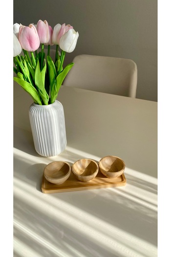 BAROTTİ Bamboo Snack Bowl - Sauce Bowl - Jam Bowl - Turkish Delight Bowl - Breakfast Set of 4