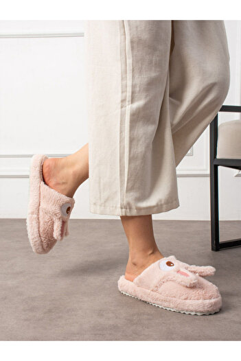 STOCON Cute Rabbit Figured Embroidered Winter Unisex House Slippers No Sound Non-Slip Sole Stc1122