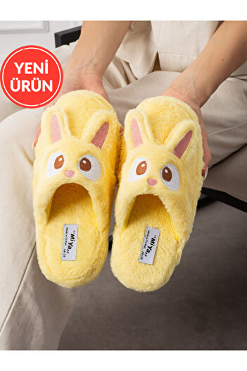 STOCON Cute Rabbit Figured Embroidered Winter Unisex House Slippers No Sound Non-Slip Sole Stc1122