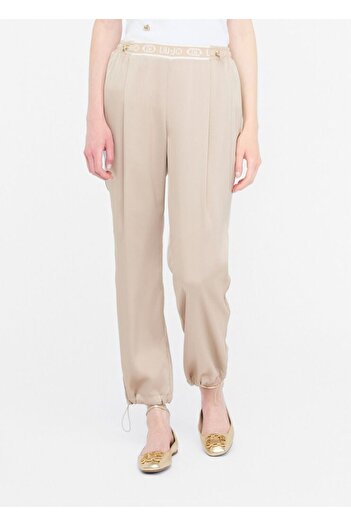 Liu Jo Women's Elastic Waist and Leg Pleated Regular Fit Beige Trousers Tf5192T004A-60906