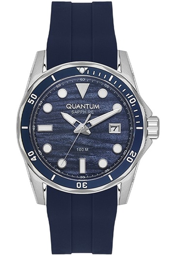 Quantum Adg1229.399 10 Atm Water Resistant Steel Case with Anti-Scratch Sapphire Glass Silicone Cord Lacive