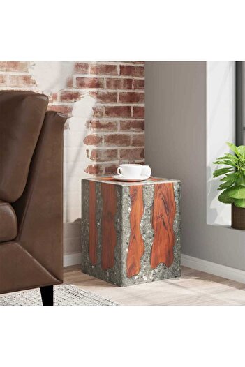 vidaxl Stool Solid Teak Wood and Resin