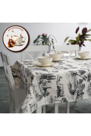 Ralex Față de masă antipete 100% bumbac 160 x 320 cm, model animal negru
