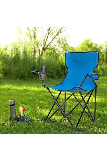 PROCART Scaun pliabil de camping, cu mânere, suport pentru pahare, 50x82x80 cm